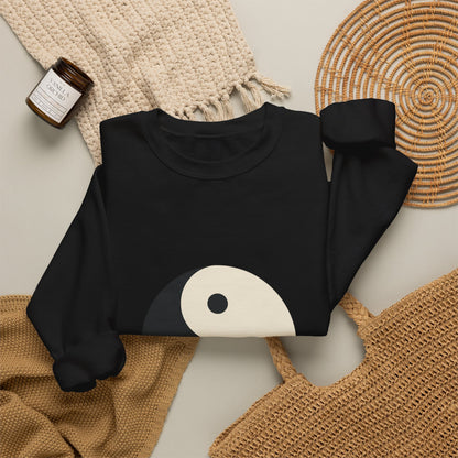 Yin Yang Crewneck Sweatshirt — Minimal Neutral Balance Graphic