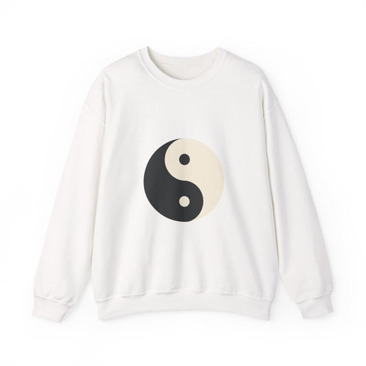 Yin Yang Crewneck Sweatshirt — Minimal Neutral Balance Graphic