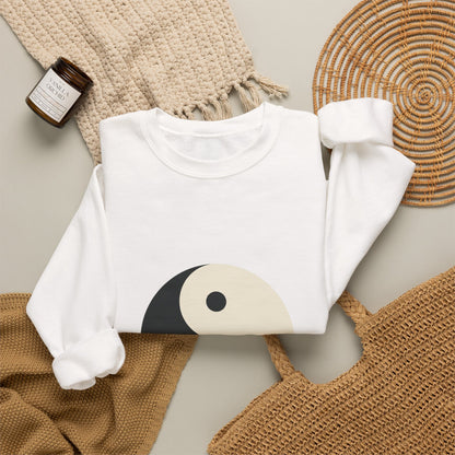 Yin Yang Crewneck Sweatshirt — Minimal Neutral Balance Graphic